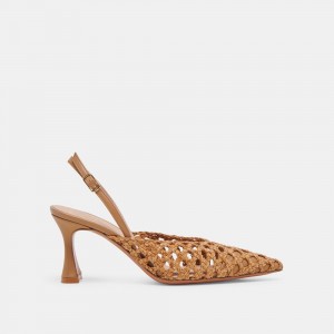 Dolce Vita Gloria Woven Women Heels Brown | US-894502EKM