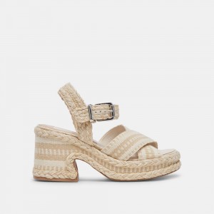 Dolce Vita Grayce Woven Women Heels Sandals Beige / White | US-061239ENA