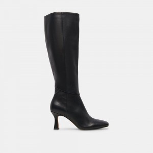 Dolce Vita Gyra Wide Calf Leather Women Boots Black | US-197543OWX