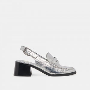 Dolce Vita Hardi Leather Women Heels Silver | US-239158NST