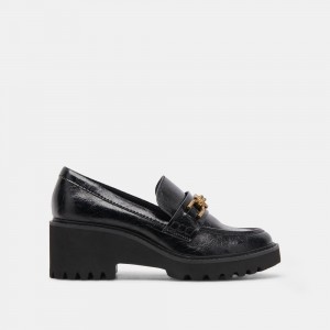 Dolce Vita Harlen Crinkle Patent Women Loafers Black | US-038142JZW