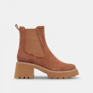 Dolce Vita Hawk H20 Suede Women Booties Brown | US-281360WBG