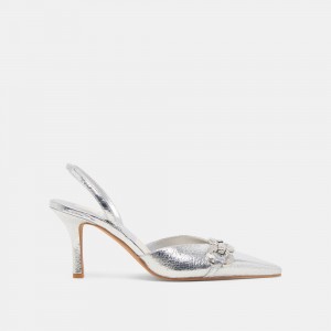 Dolce Vita Haylee Leather Women Heels Silver | US-174395GYA