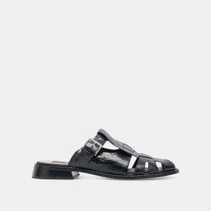 Dolce Vita Hippie Crinkle Patent Women Flats Black | US-517230LSI