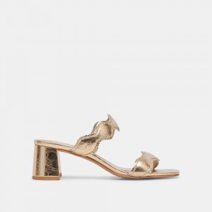 Dolce Vita Ilva Mid Leather Women Heels Gold | US-362410LVX