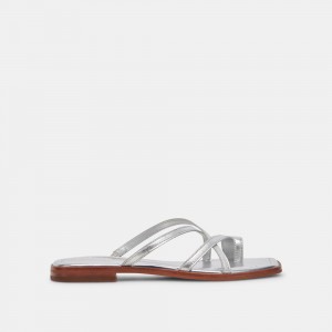 Dolce Vita Indigo Leather Women Sandals Silver | US-974865XTU