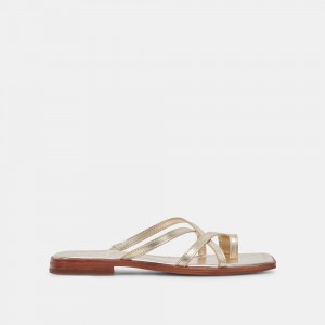 Dolce Vita Indigo Leather Women Sandals Gold | US-134572MDS