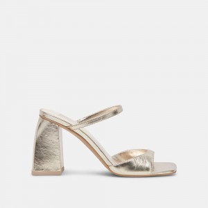 Dolce Vita Jemmy Crinkle Patent Women Heels Light Gold | US-547681ZLI