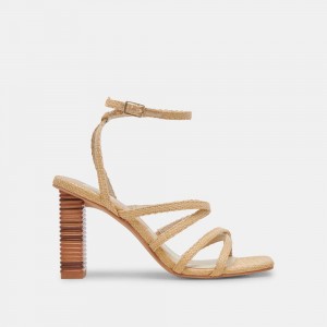 Dolce Vita Jenko Raffia Women Heels Light Brown | US-798120LXM