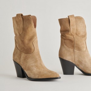 Dolce Vita Jetro Suede Women Western Boots Khaki | US-724653YLQ