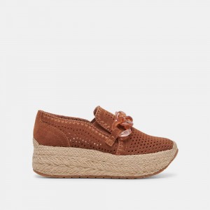 Dolce Vita Jhenee Espadrille Wedge Suede Women Sneakers Brown | US-823971NJL