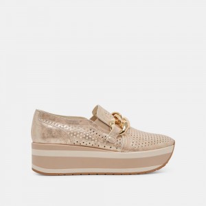 Dolce Vita Jhenee Perforated Women Sneakers Light Gold | US-617495BOY