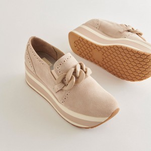 Dolce Vita Jhenee Suede Women Sneakers Beige | US-065397GHV