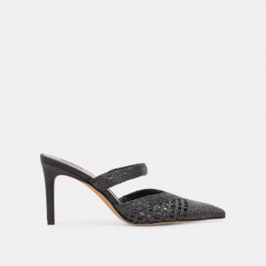 Dolce Vita Kaline Raffia Women Heels Black | US-267490KXS