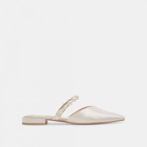 Dolce Vita Kanika Pearl Wide Women Flats White | US-284150PJC