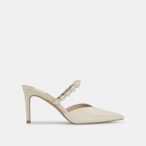 Dolce Vita Kanika Pearl Wide Women Heels White | US-465203QBL