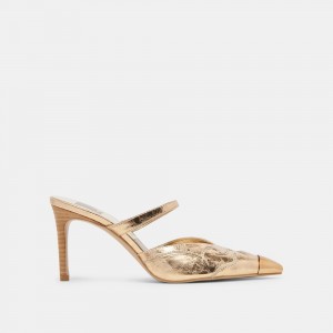 Dolce Vita Klover Leather Women Heels Gold | US-134685ZHC