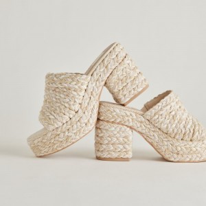 Dolce Vita Lady Woven Women Heels Cream | US-592837KWC