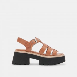 Dolce Vita Latice Leather Women Sandals Brown | US-512097KOJ