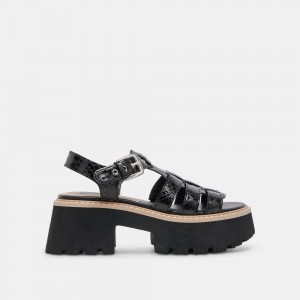 Dolce Vita Latice Leather Women Sandals Black | US-847563BJT