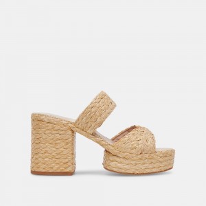 Dolce Vita Latoya Raffia Women Heels Light Brown | US-135067ZJI