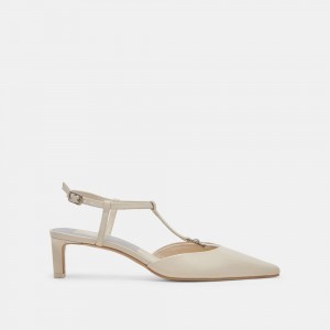 Dolce Vita Lavon Leather Women Heels Cream | US-685124FCK