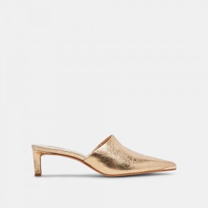 Dolce Vita Lexy Leather Women Heels Gold | US-468572AOS