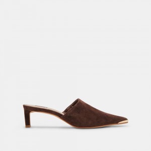 Dolce Vita Lexy Suede Women Heels Dark Brown | US-735146FOT