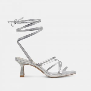 Dolce Vita Malabo Leather Women Heels Silver | US-968327GAJ