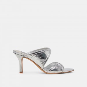 Dolce Vita Mandel Crinkle Patent Women Heels Silver | US-361049MDS