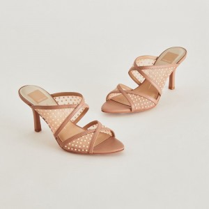 Dolce Vita Mandel Pearl Mesh Women Heels Brown | US-390741VTI