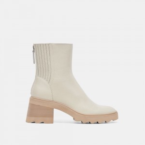 Dolce Vita Martey H2O Wide Leather Women Boots Cream | US-438169ILU