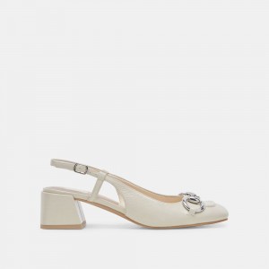 Dolce Vita Melli Crinkle Patent Women Heels Cream | US-731509AOX