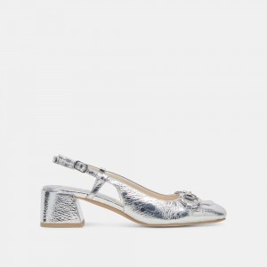 Dolce Vita Melli Leather Women Heels Silver | US-049235JCZ