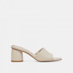 Dolce Vita Minny Dress Wide Leather Women Heels Cream | US-236081EGO