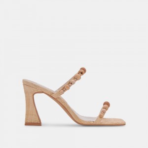 Dolce Vita Naja Raffia Women Heels Sandals Beige | US-051643DJF