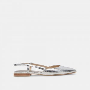 Dolce Vita Narah Leather Women Flats Silver | US-238915QUY