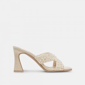 Dolce Vita Nitro Pearl Raffia Women Heels White | US-684150QNR