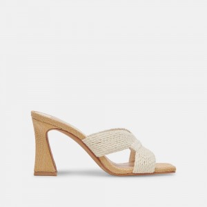 Dolce Vita Nitro Raffia Women Heels Sandals White | US-128406MVD