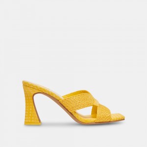 Dolce Vita Nitro Raffia Women Heels Yellow | US-256048QRD