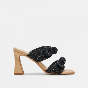 Dolce Vita Niyah Raffia Women Heels Black | US-324908APM