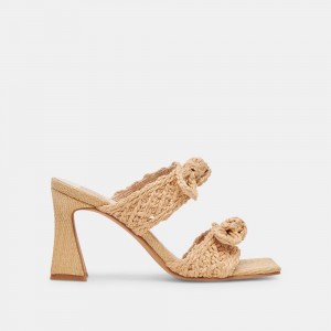 Dolce Vita Niyah Raffia Women Heels Sandals Light Brown | US-057269GJH