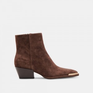 Dolce Vita Nonah Suede Women Western Boots Dark Brown | US-914086PUG