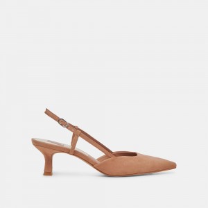 Dolce Vita Odela Suede Women Heels Dark Beige | US-731694HKG