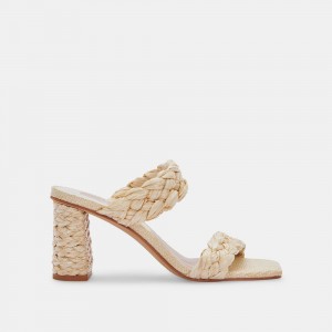 Dolce Vita Paily Raffia Raffia Women Heels White | US-874563RBC