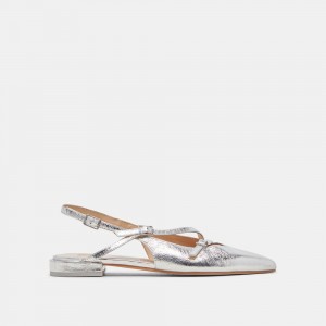 Dolce Vita Pamla Crinkle Patent Women Flats Silver | US-401782YXT