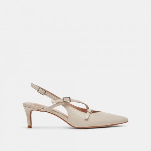 Dolce Vita Pamla Mid Crinkle Patent Women Heels Cream | US-872495ETC