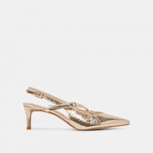 Dolce Vita Pamla Mid Leather Women Heels Light Gold | US-346512YSG