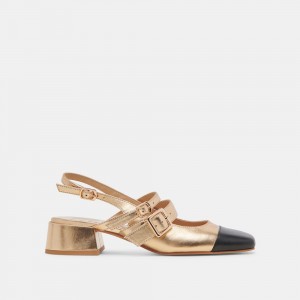 Dolce Vita Patzy Leather Women Heels Gold | US-732461QCG