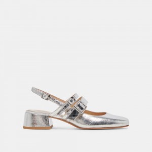 Dolce Vita Patzy Leather Women Heels Silver | US-439187YSL